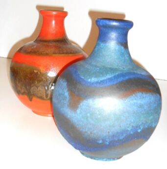 Vintage Red West Germany Ruscha Keramik Art Pottery Vase Bowl ceramic Fat Lava 60s 70s