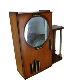 Bauhaus Vintage Medicine Wall Kitchen Cabinet Apothecary Round Mirror Art Deco