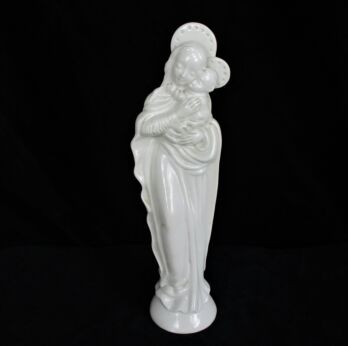 Porcelain Statue Figurine Virgin Mary Our Lady Notre Dame with Infant Child Jesus tenderness Mother and Child 12.4"