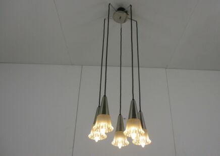 Raak Style Modern Mid Century Chandelier Modernist Cascade 5 lights Shades