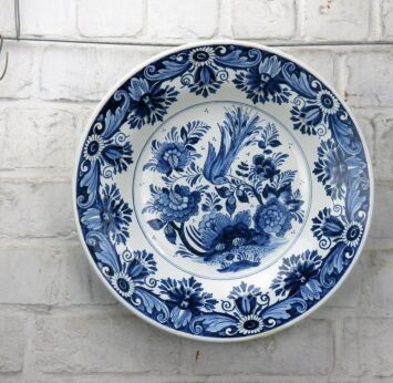 Delft Holland Delft Blue White Charger Plate Dutch Bird 14.29"