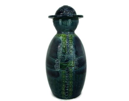 Rare Mid Century Italian Ceramic Rimini Blue Lamp Base Figure Priest era Bitossi Aldo Londi Collector
