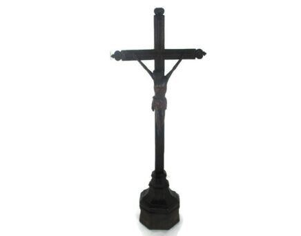 18th 19th C Antique Completely Wood Standing Church Crucifix Jesus Christ WOW L