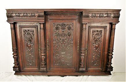 Antique Hand Carved Wood Front Door Panels Reclaimed Architectural 3 Pieces