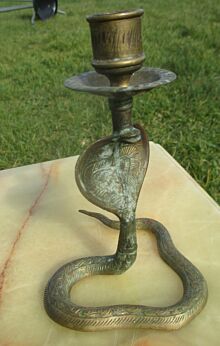 Vintage Cobra Snake Art Deco Candle Holder Brass