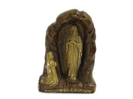 Small Holy Mother Notre Dame de Lourdes Virgin Mary St Bernadette French Statue Shrine Grotto Niche 5.11"