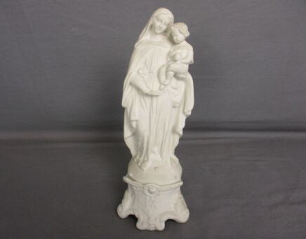 French Antique 1900 Bisque Statue Virgin Mary Our Lady Madonna Infant Jesus 9.8"