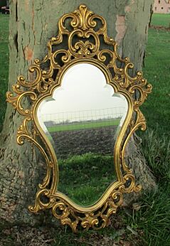 Vintage Mirror Hollywood Regency Style Ornate Brass Shell Vanity Dresser Lovely