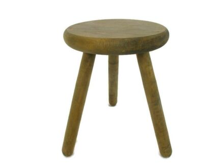 Vintage Hand Carved wood Tripod Milking Stool Table Pedestal Farm Country Barn