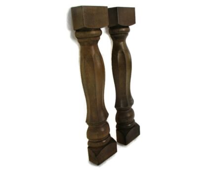 2 Reclaimed Carved Wood Large Spindles Balusters Trim Posts Pillar Salvaged