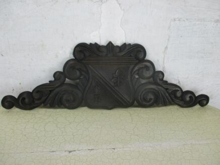 Small Hand Carved Pediment Ornate Over door Architectural French Fleur de Lis