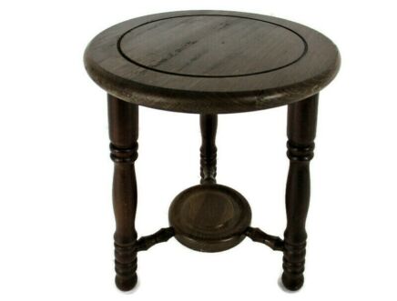 Vintage Hand Carved wood 2 Tier Milking Stool Pedestal Table Plant Flower Bonsai Stand Side Table Barn Country Style