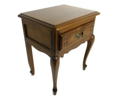 French Louis XV/XVI Style Carved Nightstand End Table Cabinet Wood 40s-50s