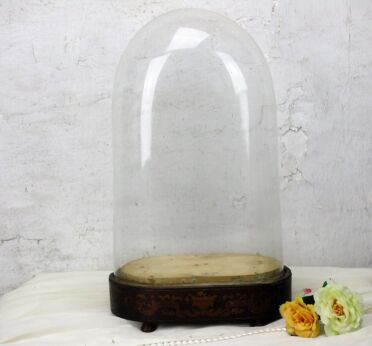Antique Victorian Oval Hand Blown Glass Globe Dome Doll Steampunk Clock 15.35"