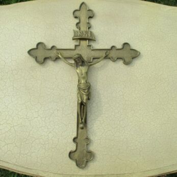 Antique Gothic Heavy Completely Brass Crucifix Cross Jesus Christ Ornate 16.73"