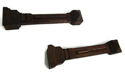 2 pieces Antique French Carved Wood Pillars Reclaimed Architectural Trim