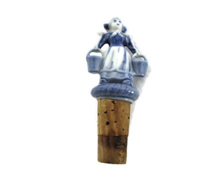 Delft Dutch Decorative Porcelain Bottle Wine Stopper Miniature Figurine