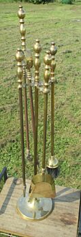 Vintage Ornate Brass Fireplace Fire Tools 5 Piece Set Beautiful