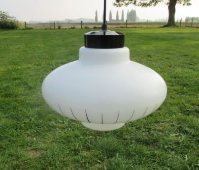 GERESERVEERD BO Vintage Chandelier Pendant UFO Form Art Deco Nice White Glass Modernist
