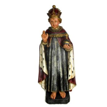 Large Antique 1900 Church Chapel Statue Infant Of Prague Polychrome Gorgeous