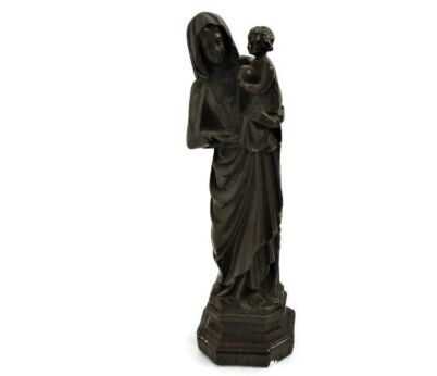 Statue Virgin Mary Madonna Infant Child Jesus Vintage Plaster 14.17"
