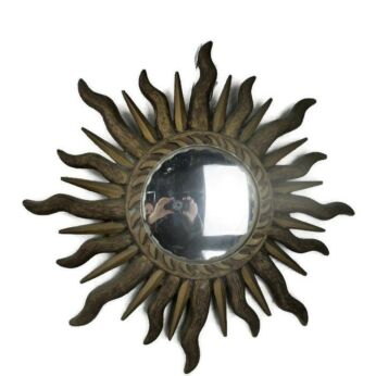 Sunburst Starburst Wall Convex Glass Mirror Mid Century Modernist Resin Pop Art