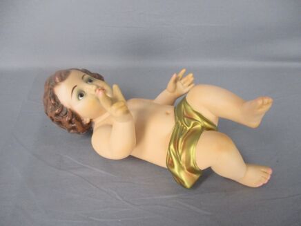 Porcelain Statue Infant Jesus Santo Nino Jesus de Cuna Baby Jesus Manger Nativity Glass Eyes