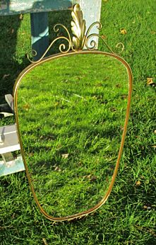 Lovely Mirror Hollywood Regency Brass Oval Authentic