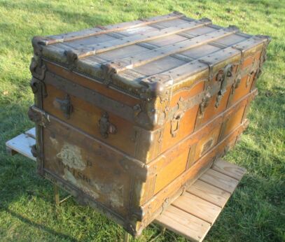 Antique Steamer Trunk Treasure Chest Mendel Pittsburgh Authentic Rustic