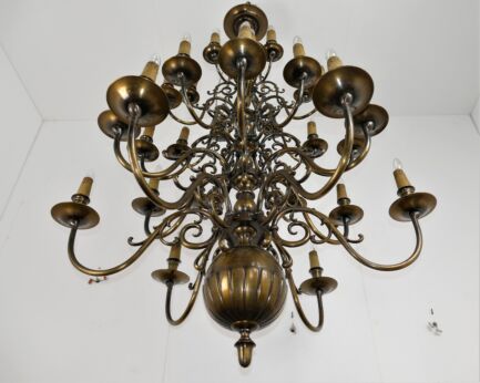 Huge Flemish Dutch Double Chandelier 30!! Lights Bronze 5 tier!!Castle Fixture