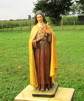 X Large Statue Plaster Chalkware St Theresa Church Altar 33.46" Stunning Piece