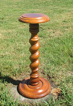 Antique Barley twist Carved wood Pedestal Display Table Plant Stand 26.38" Beautiful