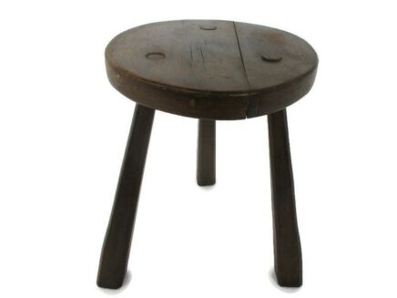 Vintage Hand Carved wood Tripod Milking Stool Pedestal Table Plant Flower Bonsai Stand Side Table Barn Country Style Authentic