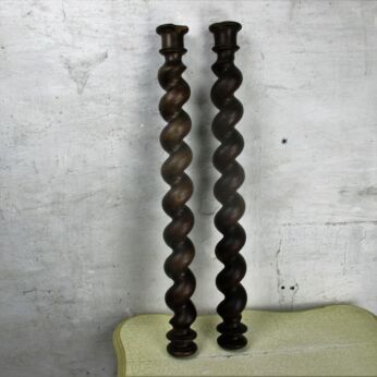 2 Reclaimed Solid Barley Twist Pieces Column Post Pillar Spiral Trim Salvaged