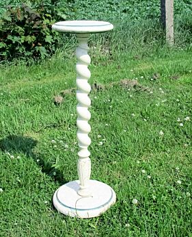 White Crackled French Provincial Barley Twist Pedestal Table Plant Stand