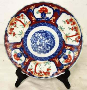 Antique Chinese Imari Porcelain Dish Platter Plate Scalloped Edge