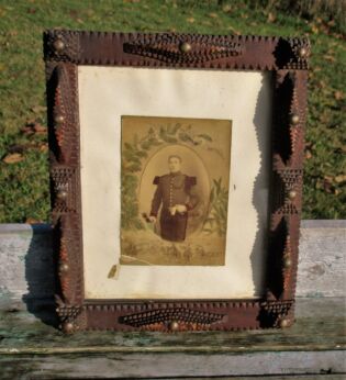 antique Wall hanging  picture frame trench Art Soldier very rare Gorgeous