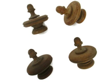 set of 4 Antique Hand Carved Wood Reclaimed Corbels Pillars Architectural Staircase Finial Spindles Staircase Pediment