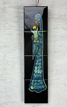Virgin Mary Infant Child Madonna Ceramic Wall Tile Plaque Belgian Art hanging