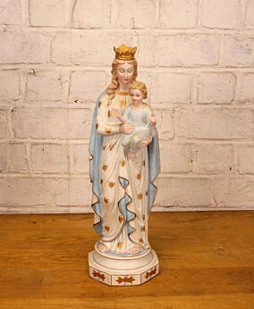 Antique Porcelain Statue Virgin Mary Madonna with Infant Jesus Gorgeous