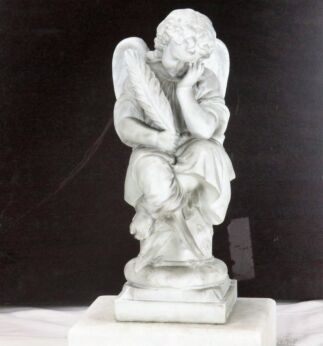 Gorgeous Marble Statue White Angel Sitting Heavy Romantic