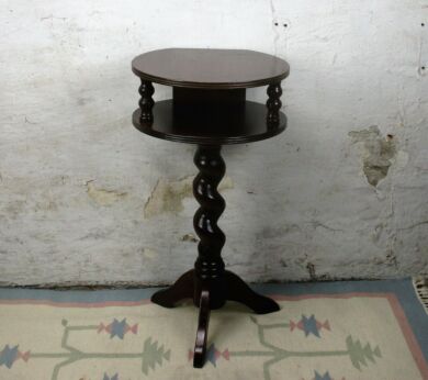Telephone Hall Cabinet Pedestal Side Wine Table Barley Twist Wood Vintage HTF
