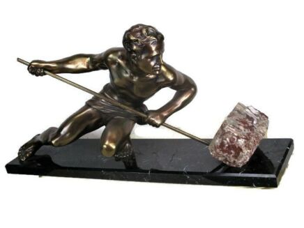 Large Bauhaus Art Deco Sculpture Statue Nude man Sisyphus Bronze Marble Gorgeous