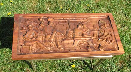 Antique Flemish Hand Carved Oak Panel Breughel Scene Wall Panel Decorative