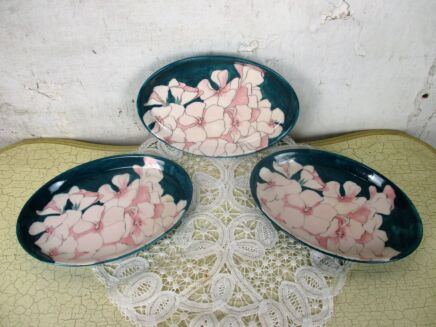 Ernestine Salerno Italy 3 oval serving platters Dishes Blue Flower Pattern HTF