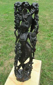 Large Figurine Statue Hand Carved Hard Wood Asian Indonesian Woman Goddess