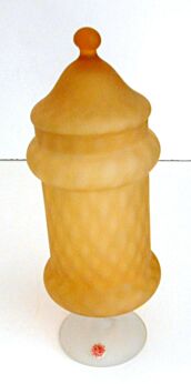 Vintage 60s 70s Italian Brown Empoli Opalescent Glass Apothecary candy Jar