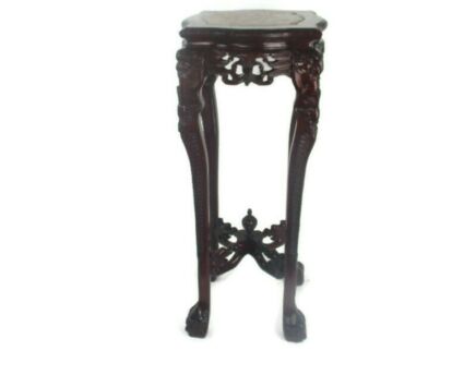 Hand Carved Rosewood Chinese Marble Top Hall Console Table Pedestal Dragons