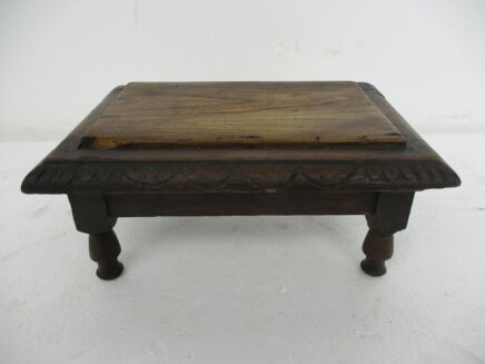 Small Miniature Side Occasional table pedestal Barn Country Farmhouse Style Ornate Carved wood France