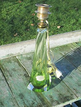 Large Table Lamp Val St Lambert Art Crystal Design Art Deco Signed Belgium